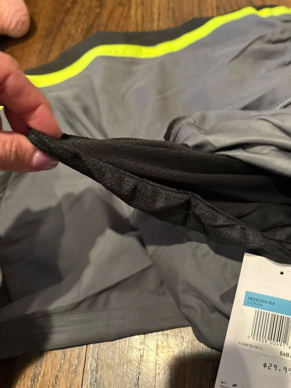 NWT ✨ Men's Gray Nike swim Shorts with Neon Yellow Trim size medium
